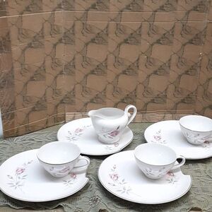 Snack set 7-pc , Regina Rose by Royal Cameo & Sterling Rose pitcher